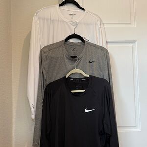 2 Nike and 1 Hang ten Men’s  Long Sleeve Shirts - Classic Black, Gray, White